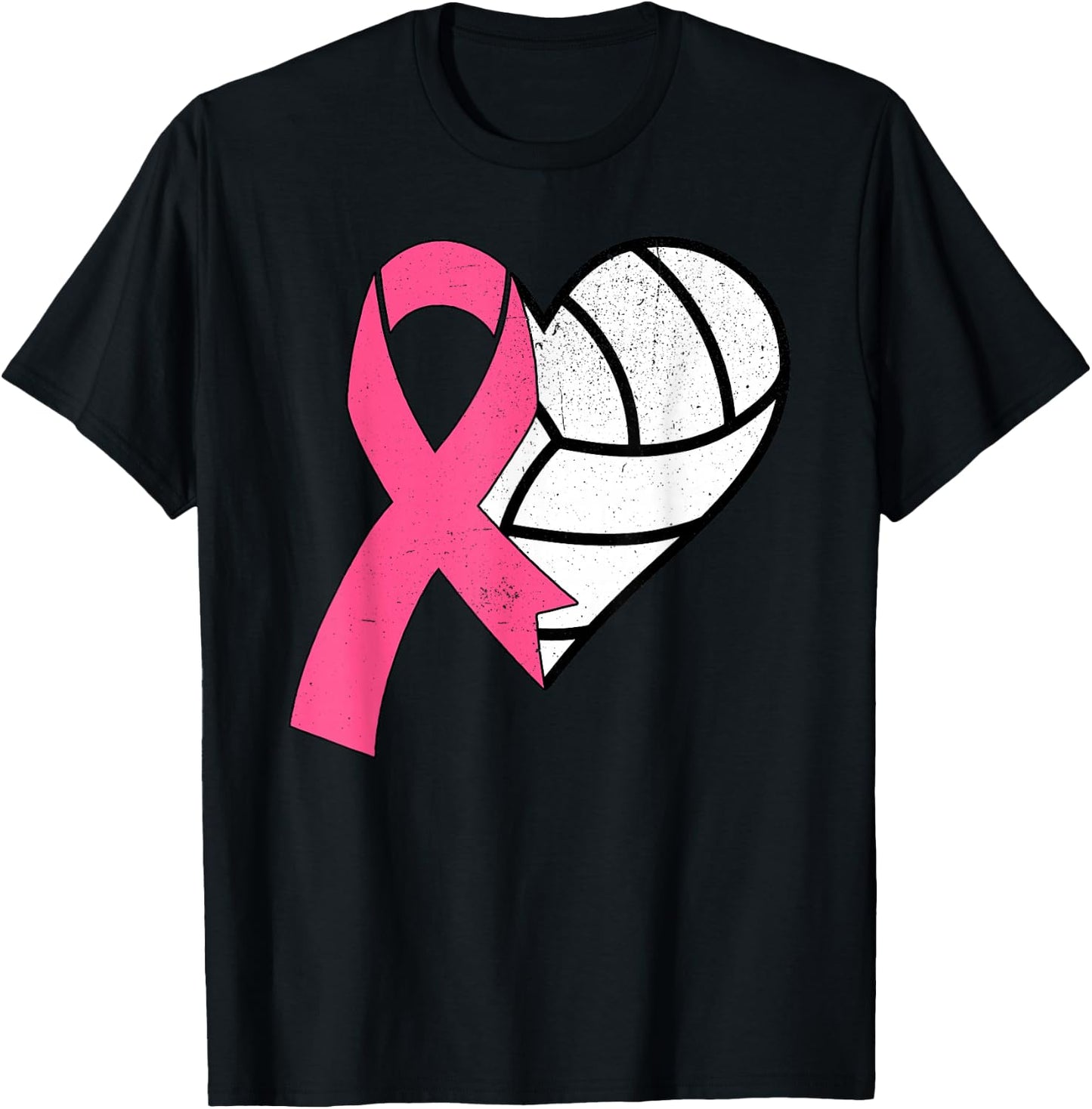 Volleyball Breast Cancer Awareness Month Pink Ribbon Women T-Shirt - T-Shirt | Black