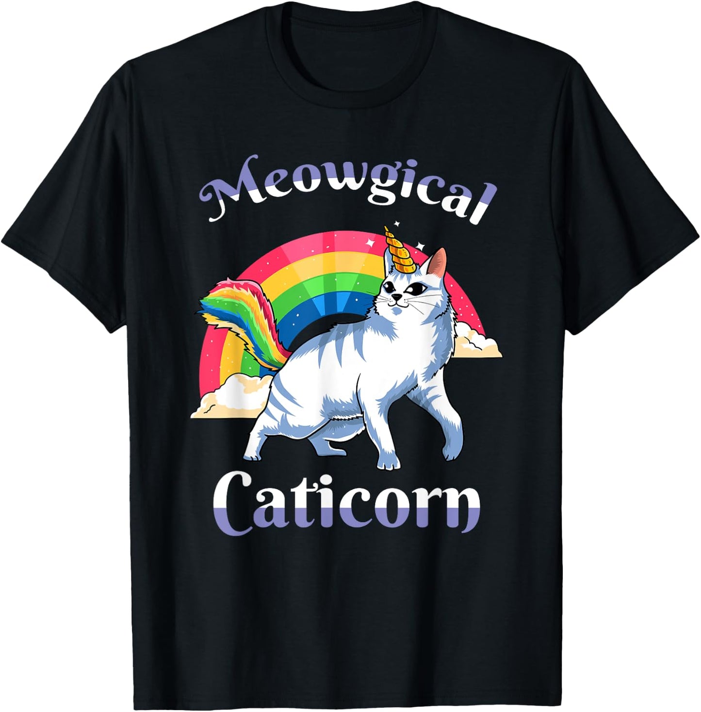 Meowgical Caticorn Unicorn Cat Girls Kitty Kitten Lover Gift T-Shirt - T-Shirt | Black