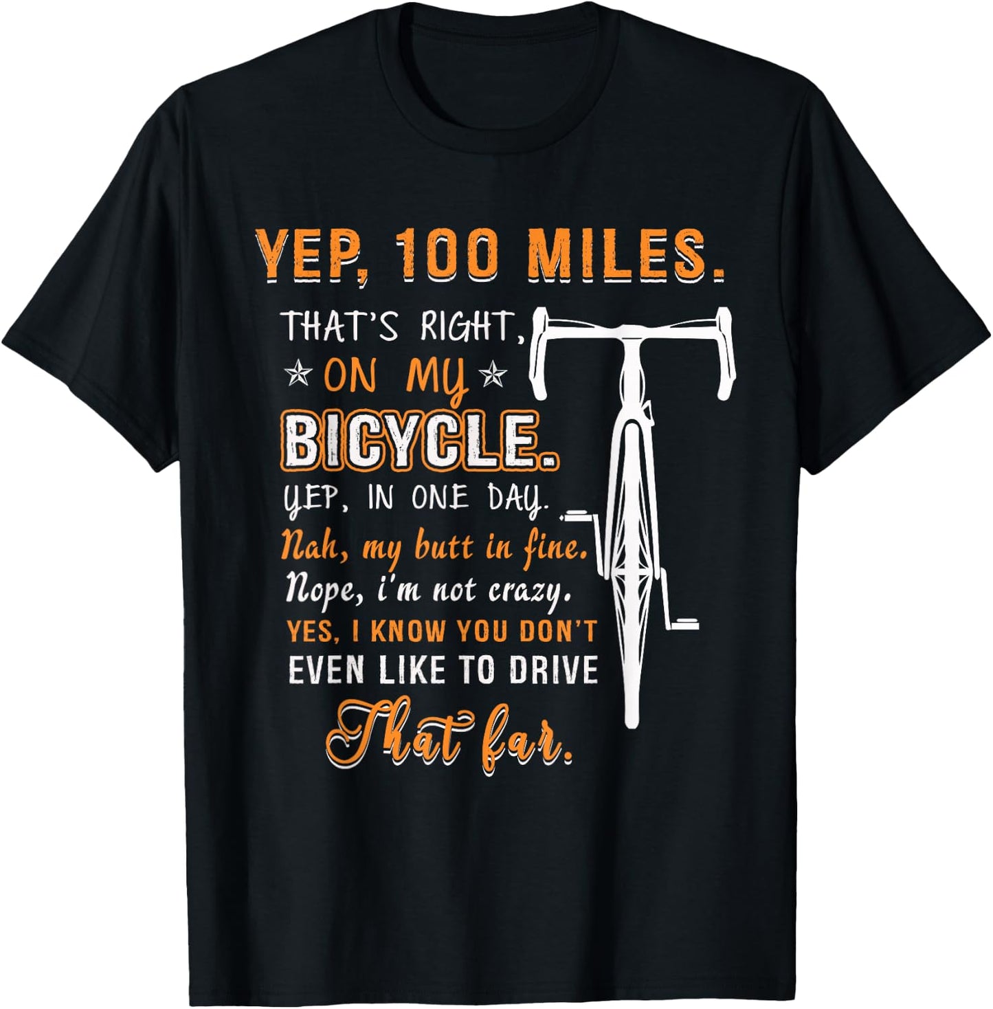 Long Miles On My Bicycle Funny Cycling Riders Bike Gift T-Shirt - T-Shirt | Black