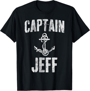 Funny Personalized Boating Shirt First Name Captain Jeff T-Shirt - T-Shirt | Black