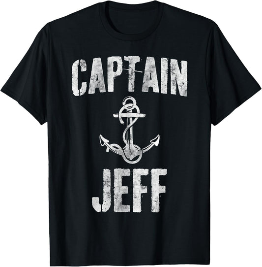 Funny Personalized Boating Shirt First Name Captain Jeff T-Shirt - T-Shirt | Black