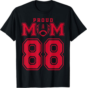 Custom Proud Football Mom Number 88 R Personalized T-Shirt - T-Shirt | Black