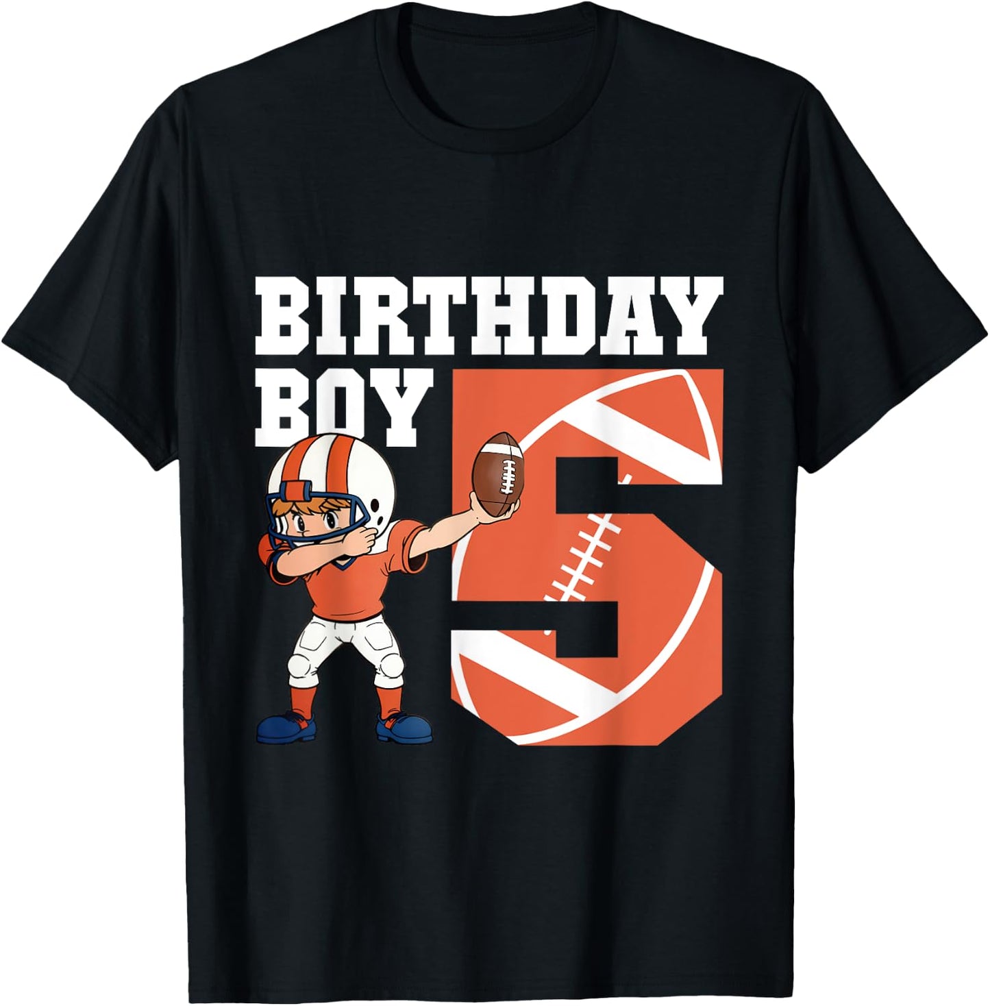 5th Birthday Boy Football Player Dabbing 5 Years Old Kids T-Shirt - T-Shirt | Black