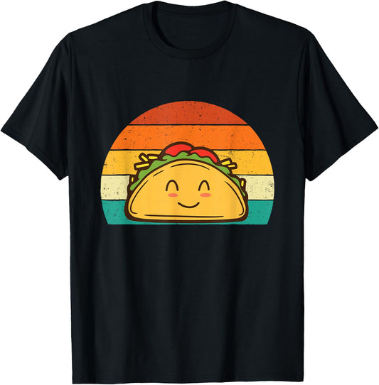 Taco Lover Shirts - Retro Taco Lover -Adults Black Cotton, Polyester - Small - Short Sleeve - - Taco Tuesday T-Shirt - T-Shirt | Black