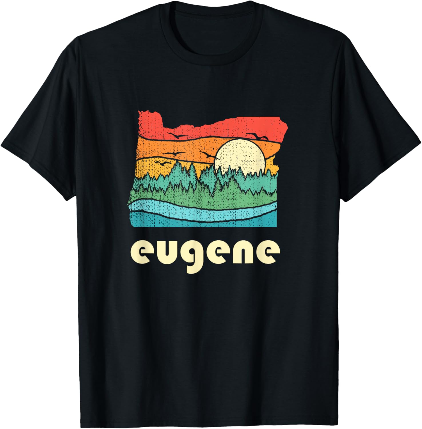 Retro Vintage Eugene Oregon Throwback Gift T-Shirt - T-Shirt | Black