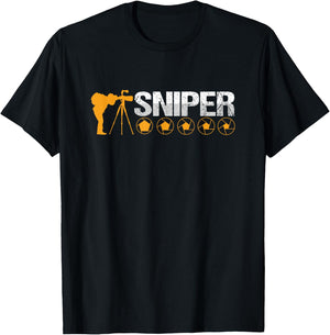 Sniper Photographer Cameraman Shutterbug Photography T-Shirt - T-Shirt | Black