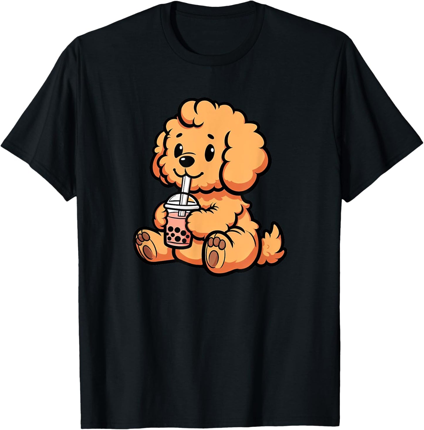 Goldendoodle Bubble Tea Dog Funny Boba T-Shirt - T-Shirt | Black