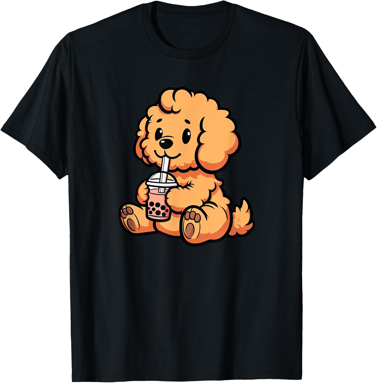 Goldendoodle Bubble Tea Dog Funny Boba T-Shirt - T-Shirt | Black