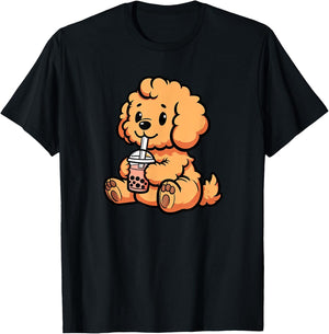 Goldendoodle Bubble Tea Dog Funny Boba T-Shirt - T-Shirt | Black
