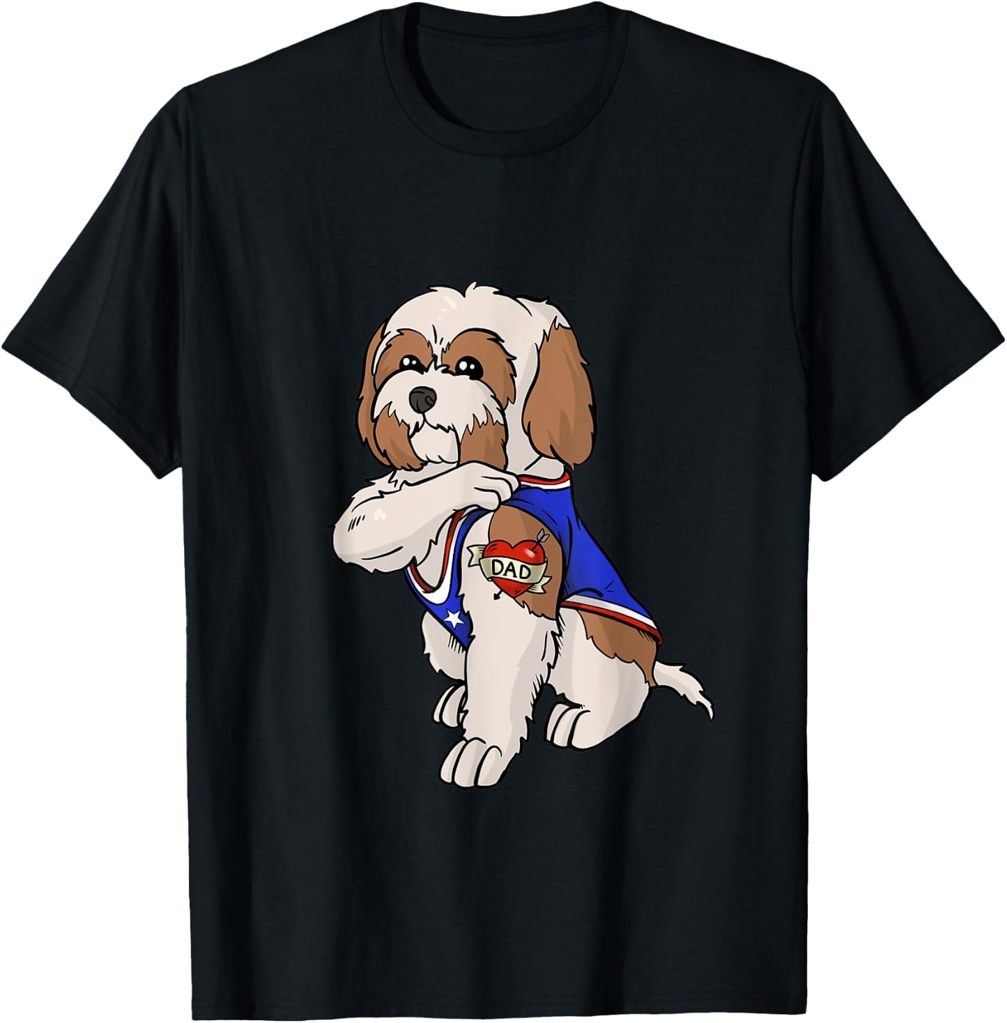 Shih Tzu Dog Love Dad Puppy Owner Men Women Kids T-Shirt - T-Shirt | Black