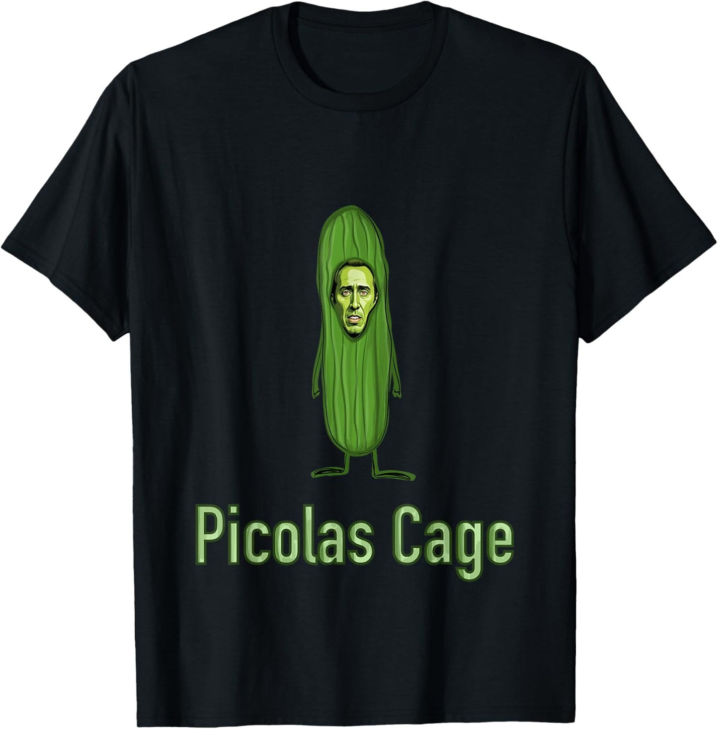 Picolas Cage Funny Celebs Meme Cucumber Pickle T-Shirt - T-Shirt | Black