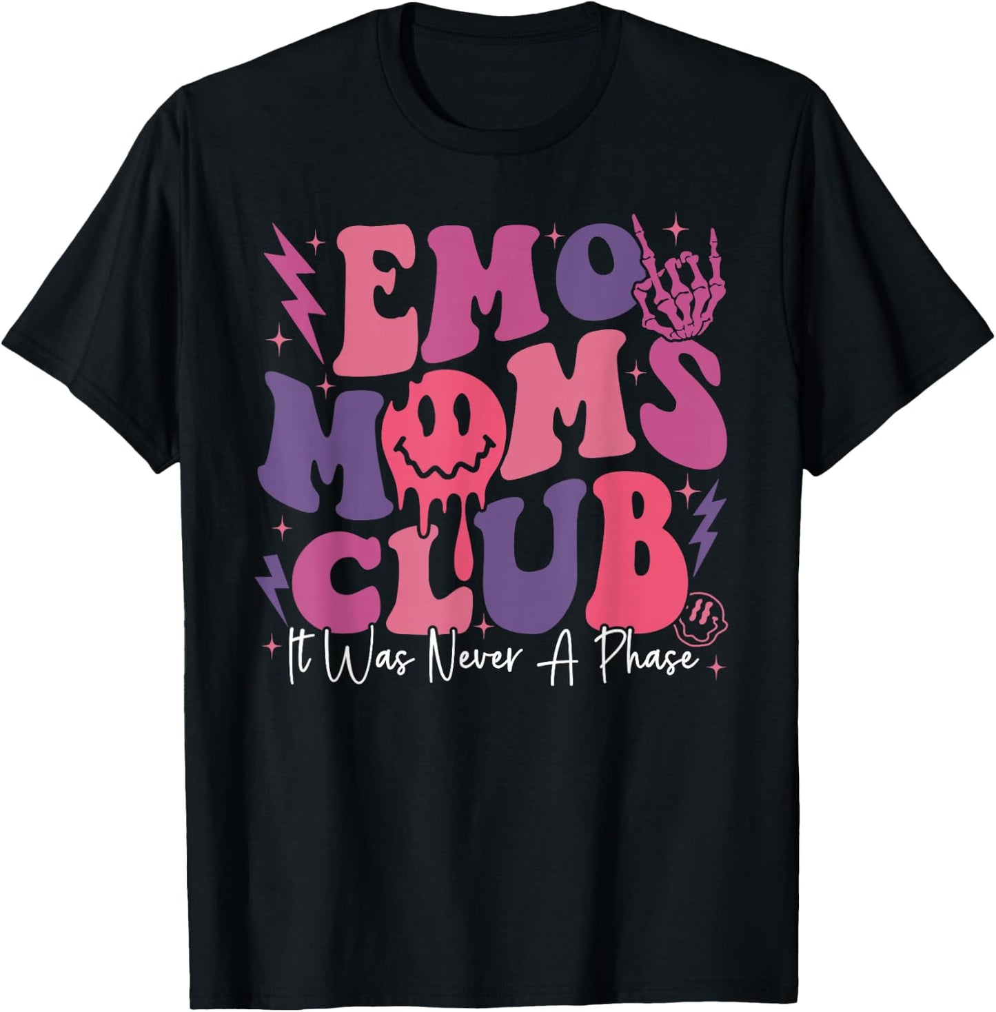 It Was Never A Phase Emo Moms Club Mother's Day Skeleton T-Shirt - T-Shirt | Black