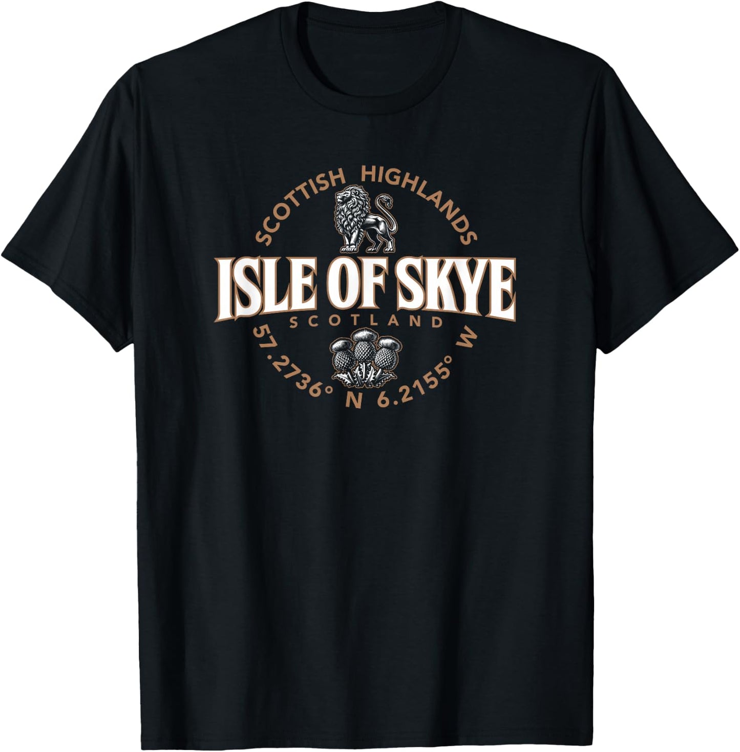 Isle of Skye Scotland Highlands Coordinates Label 2C T-Shirt - T-Shirt | Black