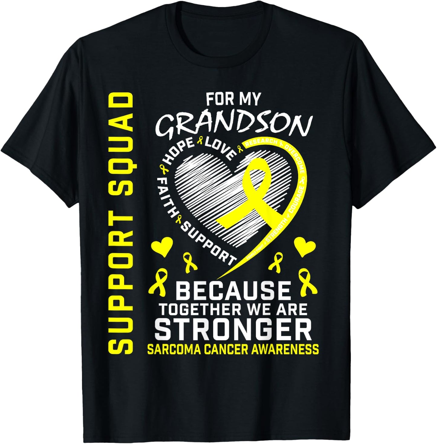 Grandson Sarcoma Cancer Awareness Supporter Products Family T-Shirt - T-Shirt | Black