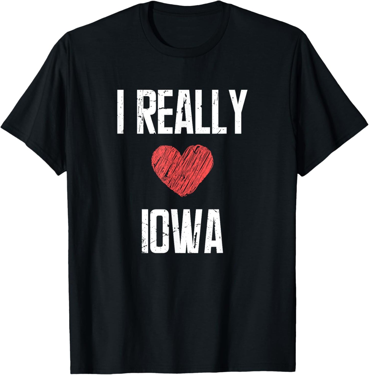 I Really Love Iowa Heart Retro Style Home State T-Shirt - T-Shirt | Black