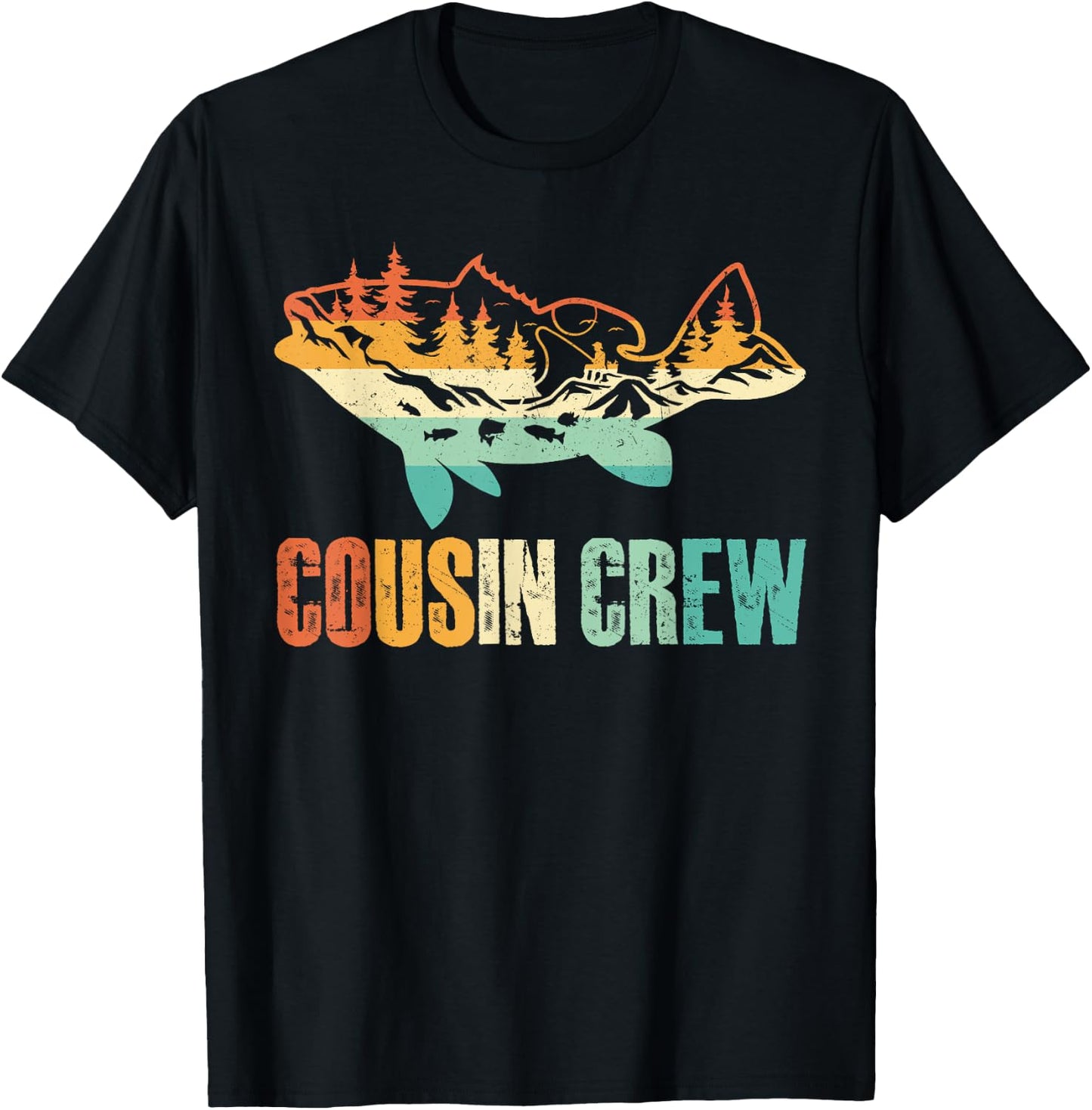 Cousin Crew Shirts For Kids Family Fisherman Fishing Lovers T-Shirt - T-Shirt | Black