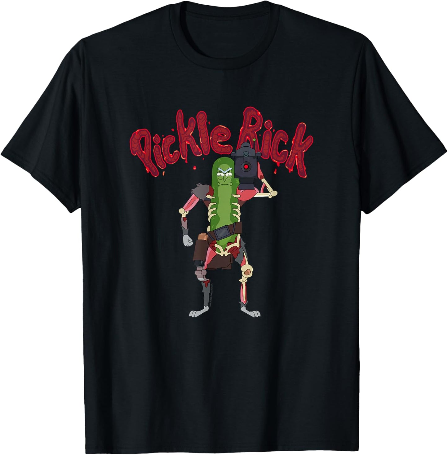 Rick and Morty Pickle Rick Laser Slice Type T-Shirt - T-Shirt | Black