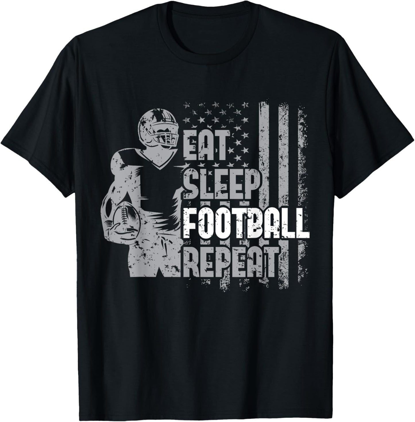 Eat Sleep Football Repeat Youth Shirt Kids Boys Girls Adult T-Shirt - T-Shirt | Black