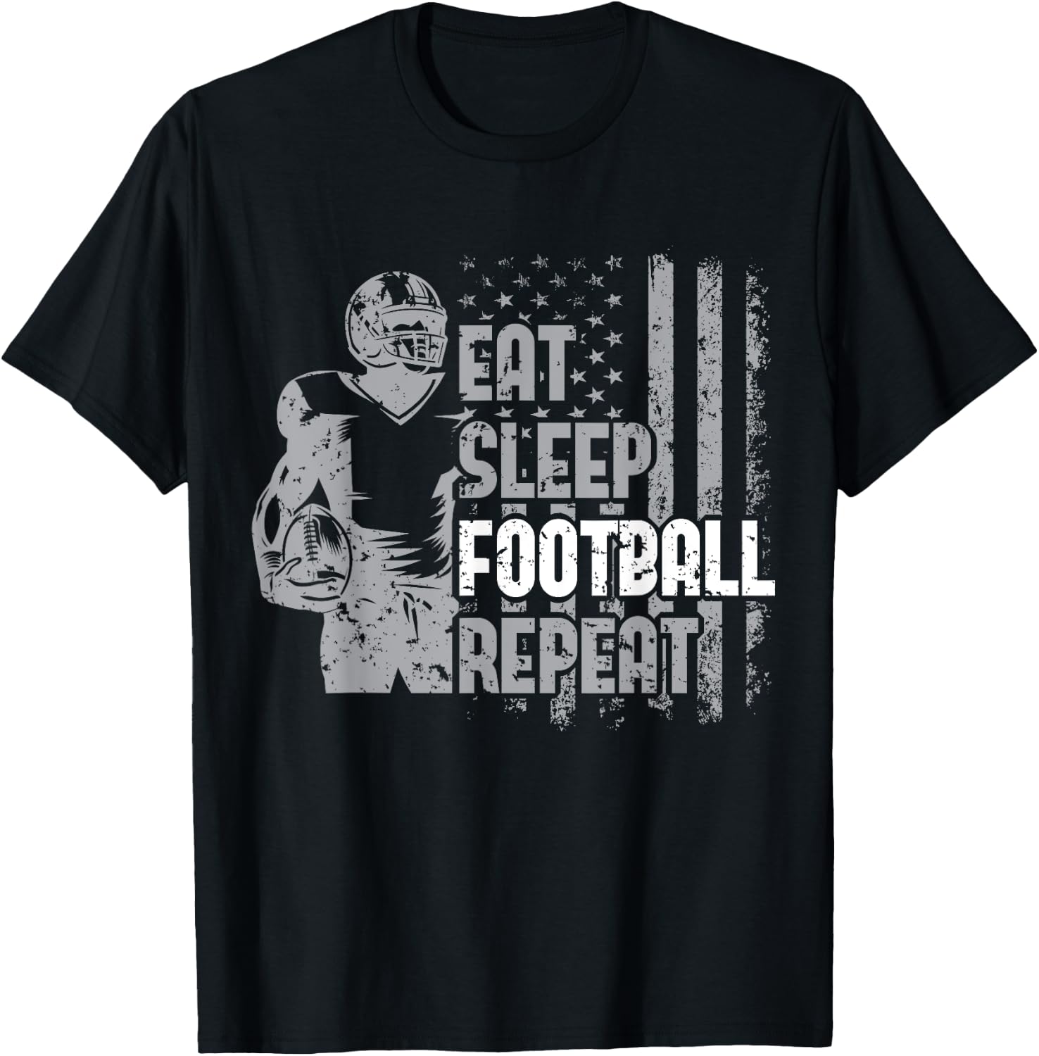 Eat Sleep Football Repeat Youth Shirt Kids Boys Girls Adult T-Shirt - T-Shirt | Black