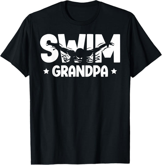 Swim Grandpa Of A Swimmer Grandfather Swimming Grandpa T-Shirt - T-Shirt | Black