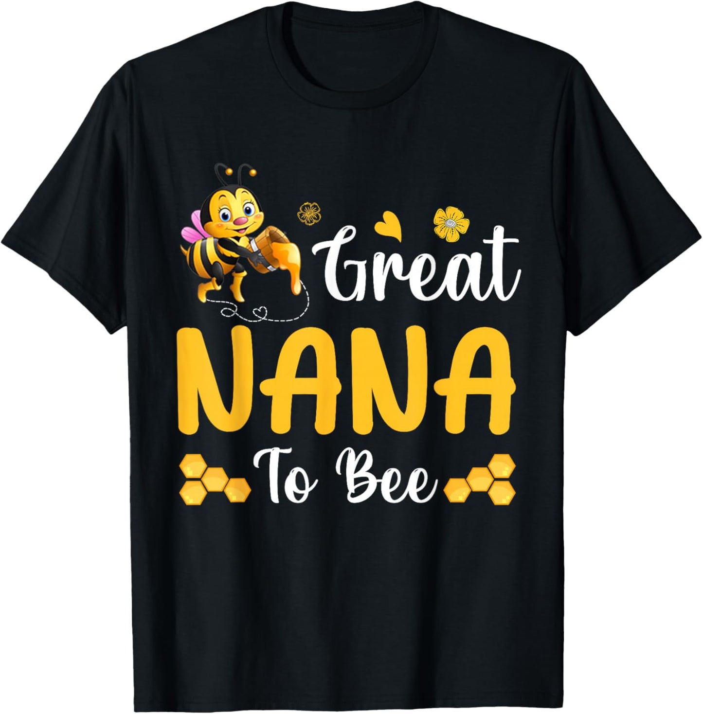 Great Nana To Be Cute Bee Family T-Shirt - T-Shirt | Black