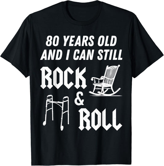 Vintage 80th Birthday Decorations Men Gag Funny 80 Birthday T-Shirt - T-Shirt | Black
