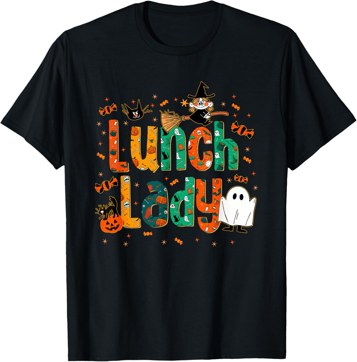 Halloween Lunch Lady Cafeteria Spooky Lunch Lady Halloween T-Shirt - T-Shirt | Black