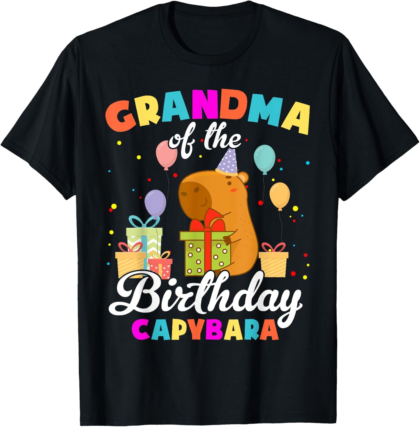Grandma Of The Birthday Capybara Family Party T-Shirt - T-Shirt | Black