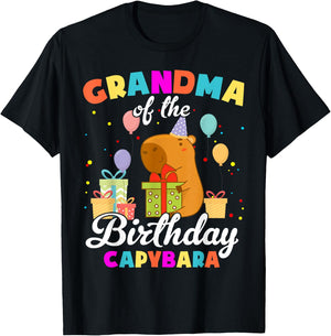 Grandma Of The Birthday Capybara Family Party T-Shirt - T-Shirt | Black