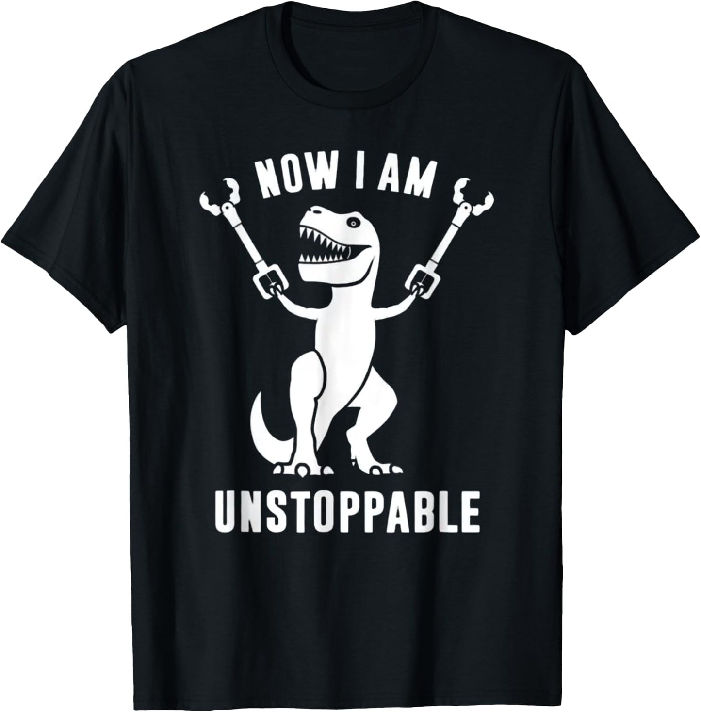 Unstoppable T-Rex with Grabber Sticks - Dinosaur Humor T-Shirt - T-Shirt | Black