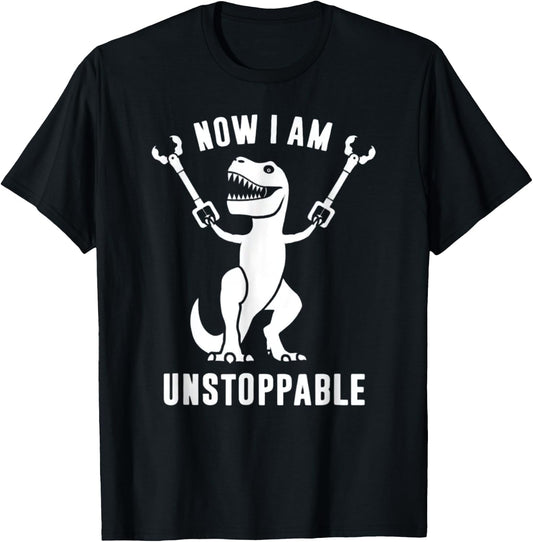 Unstoppable T-Rex with Grabber Sticks - Dinosaur Humor T-Shirt - T-Shirt | Black