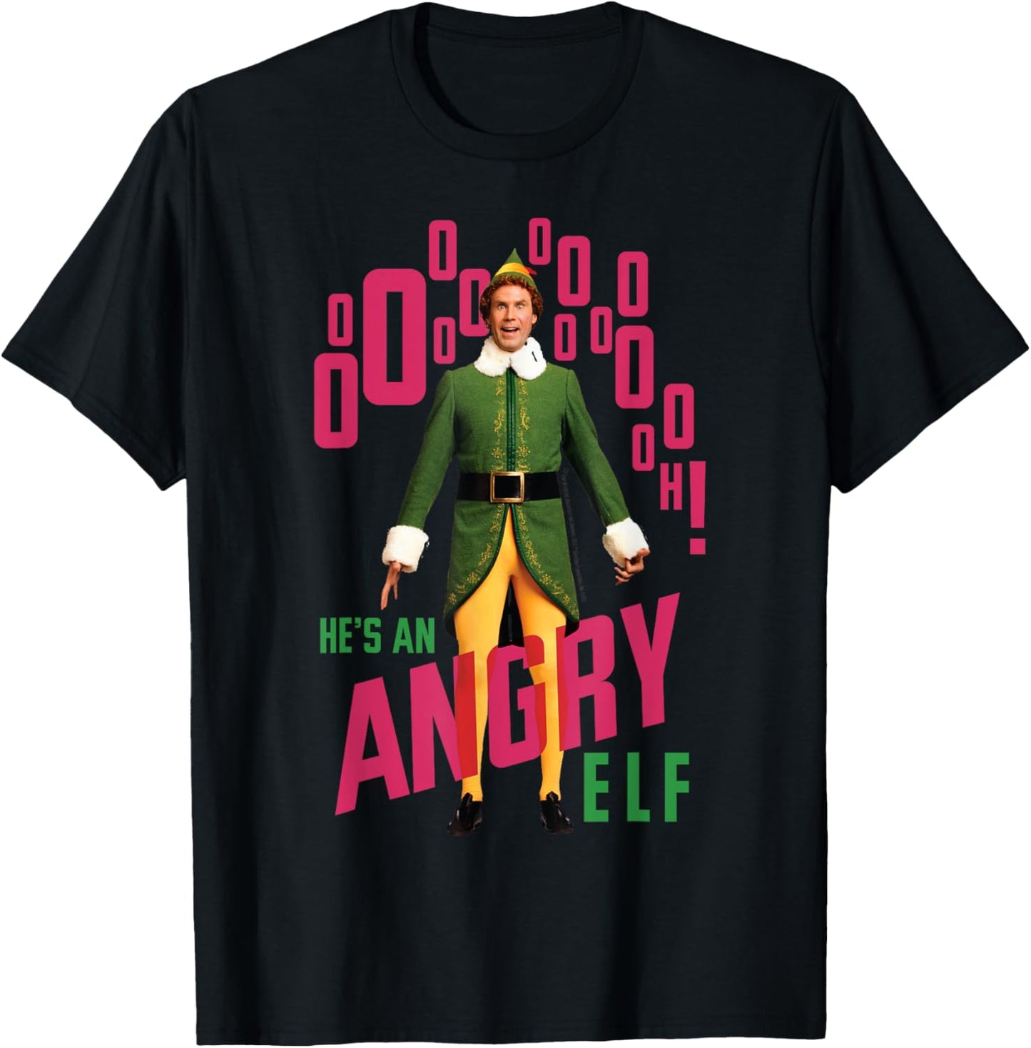 Elf Buddy He's An Angry Elf Quote Christmas T-Shirt - T-Shirt | Black