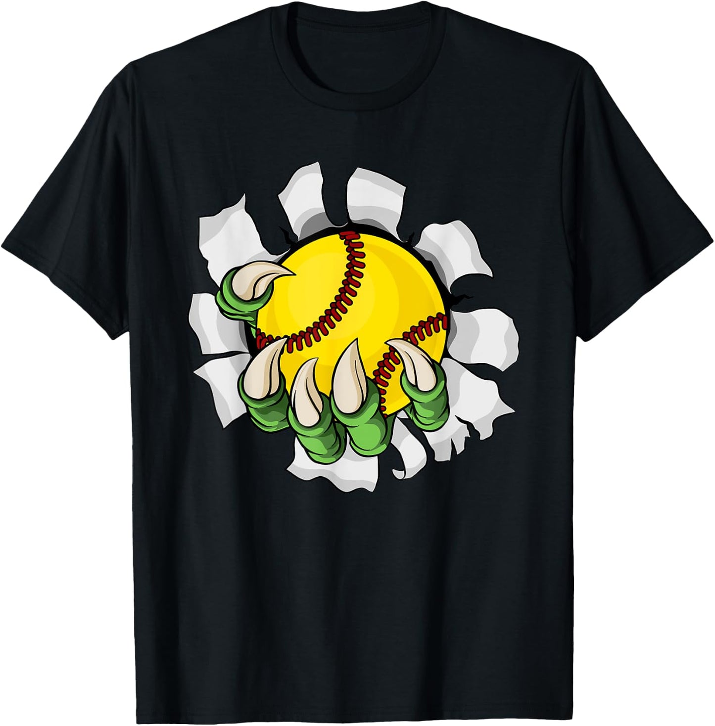 Claw Softball Baseball Ball Dragon Monster Hand T-Shirt - T-Shirt | Black