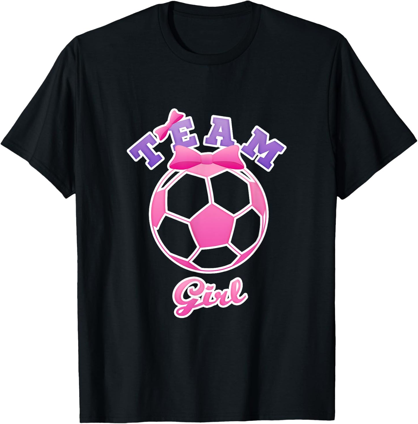 Gender Reveal Party | Team Girl, Pink Soccer Ball T Shirt T-Shirt - T-Shirt | Black