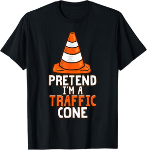 Retro I'm a Traffic Cone Lazy Halloween Costume Kids Adults T-Shirt - T-Shirt | Black