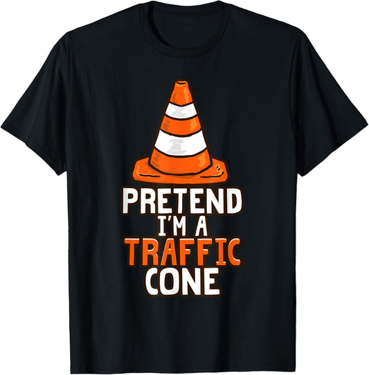 Retro I'm a Traffic Cone Lazy Halloween Costume Kids Adults T-Shirt - T-Shirt | Black