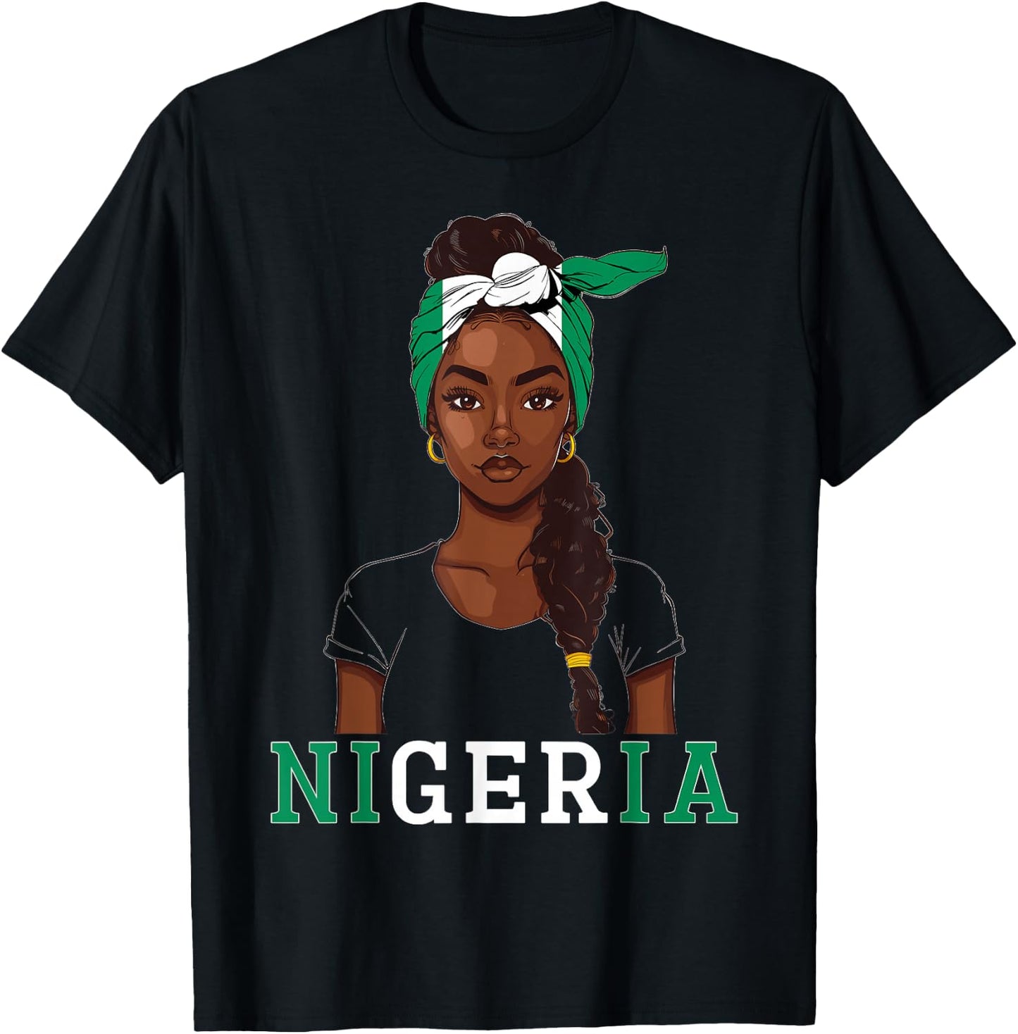 Nigeria Flag Products Souvenirs Girl Uniform Nigerian T-Shirt - T-Shirt | Black