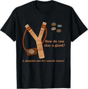 Slingshot Five Stones David Goliath Ukraine Russia War Army T-Shirt - T-Shirt | Black