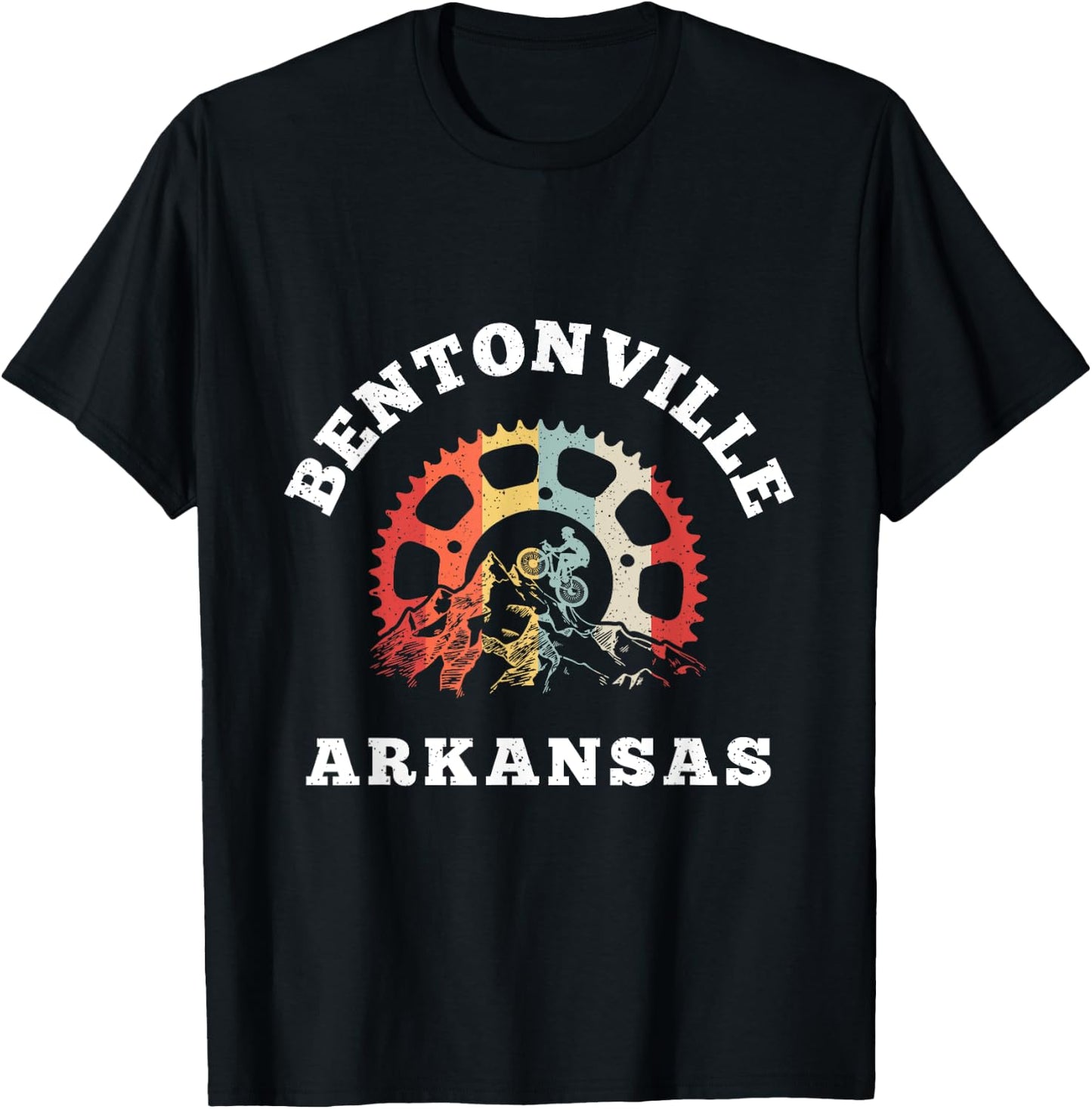 Vintage Bentonville Arkansas Mountain Biking Chain Rings T-Shirt - T-Shirt | Black