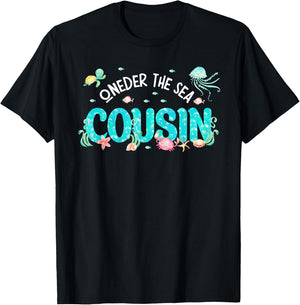 Under Sea Cousin Birthday Girl Boy Matching Family Party T-Shirt - T-Shirt | Black