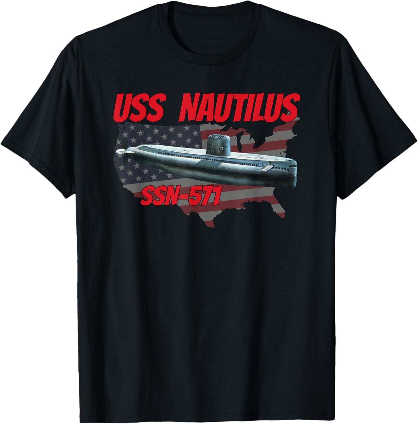 USS Nautilus SSN-571 Submarine Veterans Day Father Grandpa T-Shirt - T-Shirt | Black