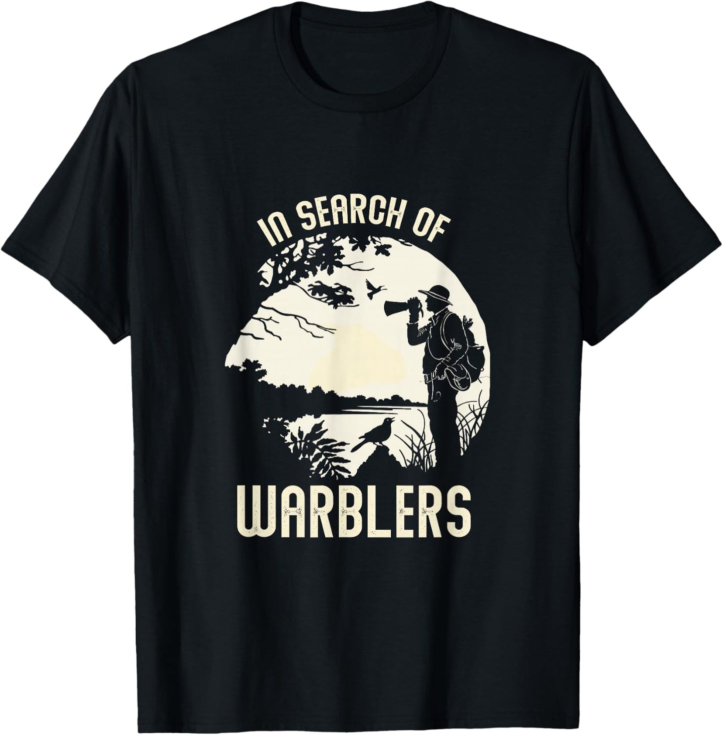 In Search of Warblers Bird Watcher T-Shirt - T-Shirt | Black