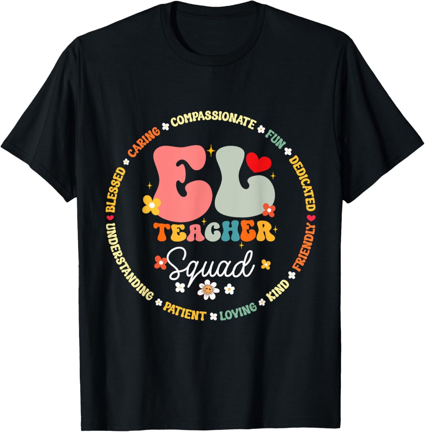 Groovy EL Teacher Squad Appreciation Week back to school Women Kids T-Shirt - T-Shirt | Black