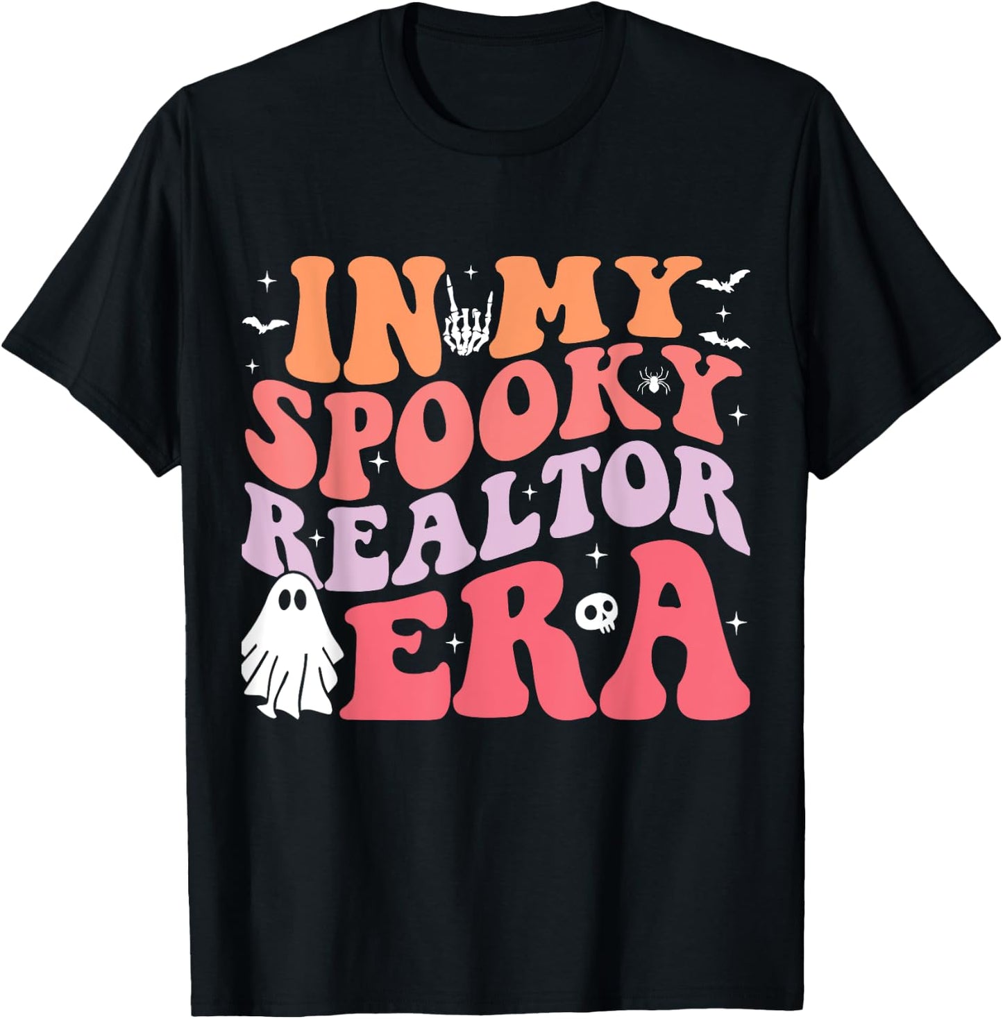 In My Spooky Realtor Era Retro Groovy Funny Halloween Ghost T-Shirt - T-Shirt | Black