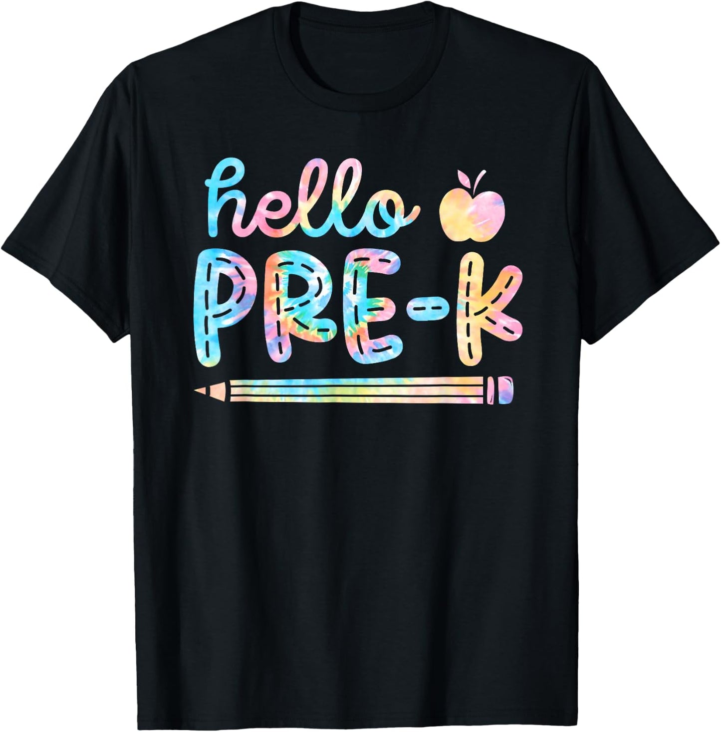 Hello Pre-K Team Tie Dye Back to School Teacher Student PreK T-Shirt - T-Shirt | Black