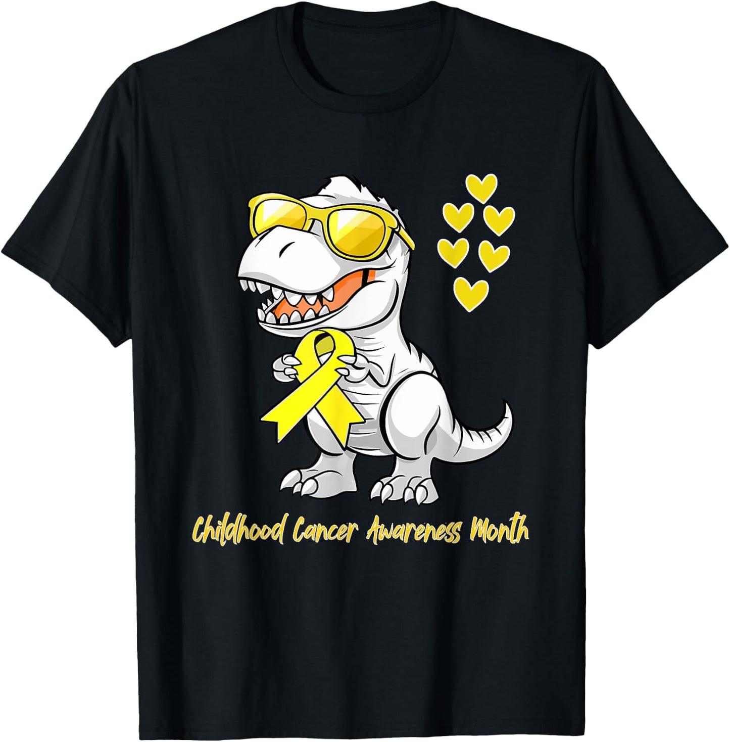 T-rex Dinosaur Childhood Cancer Awareness Dino kids Toddlers T-Shirt - T-Shirt | Black