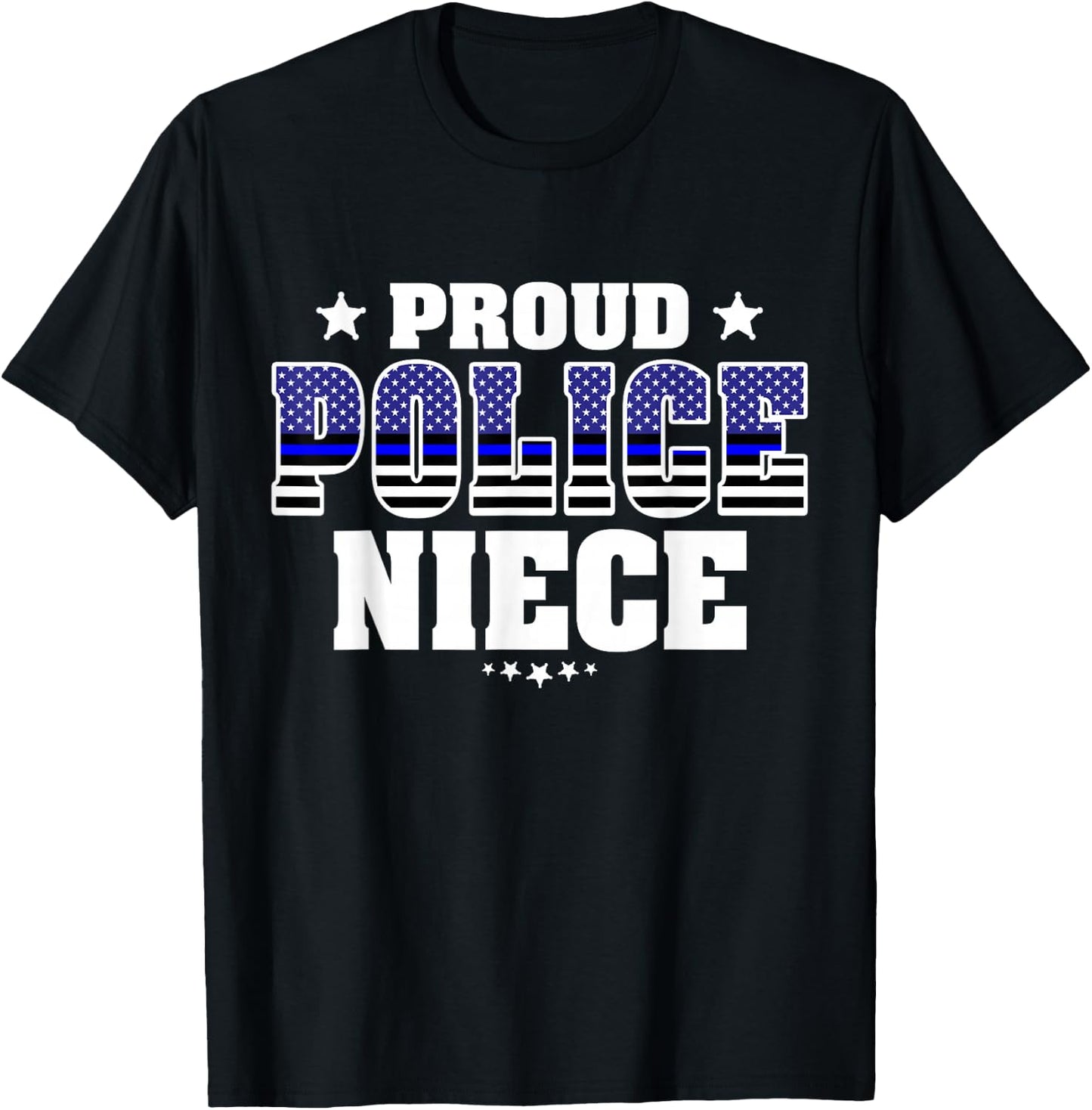 Proud Police Niece Thin Blue Line US Police Officer's Family T-Shirt - T-Shirt | Black