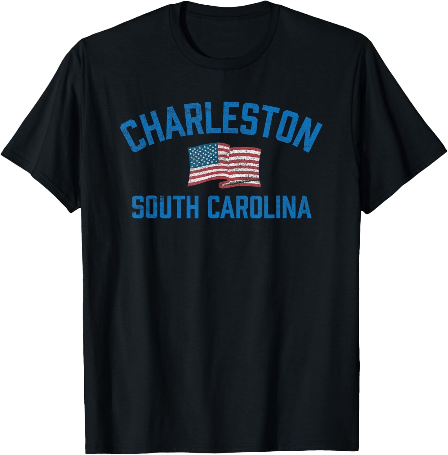 Charleston South Carolina USA Flag Vintage Athletic T-Shirt - T-Shirt | Black