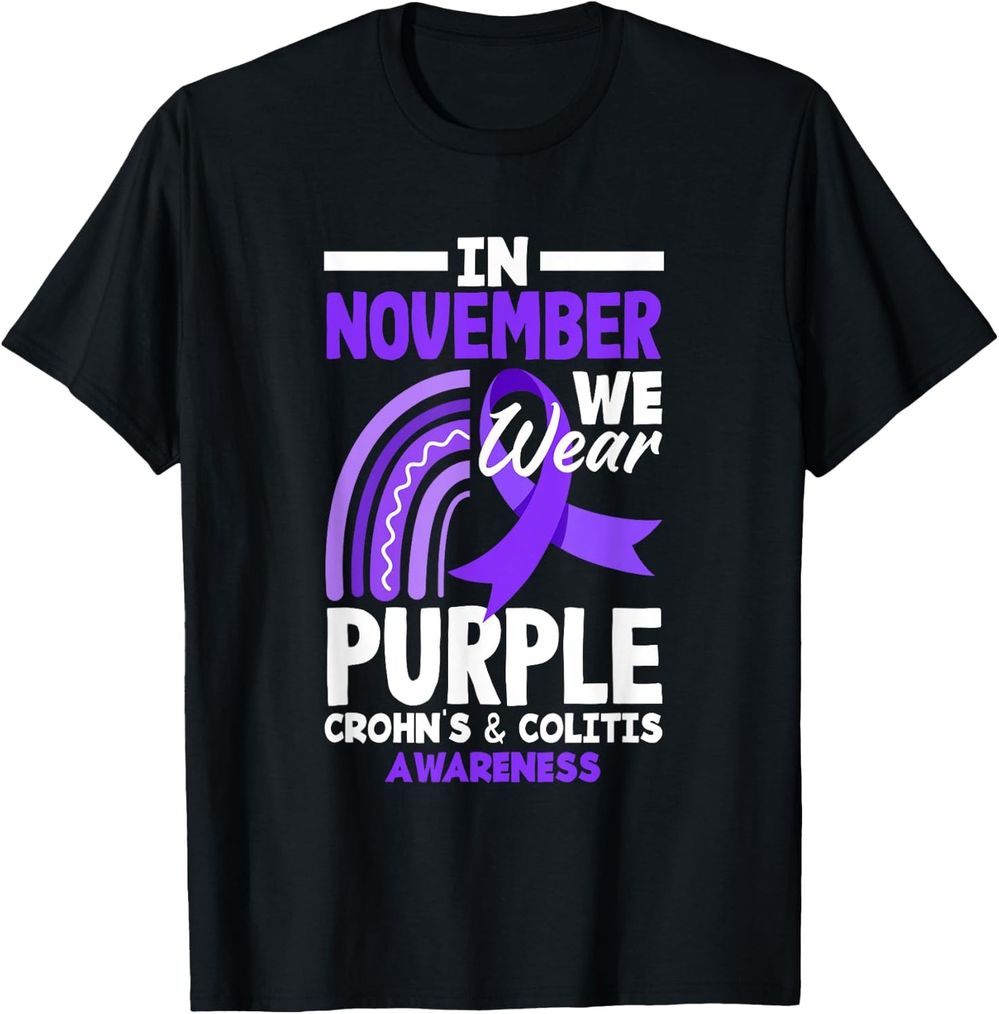 I November We Wear Purple Crohn's & Colitis Awareness T-Shirt - T-Shirt | Black