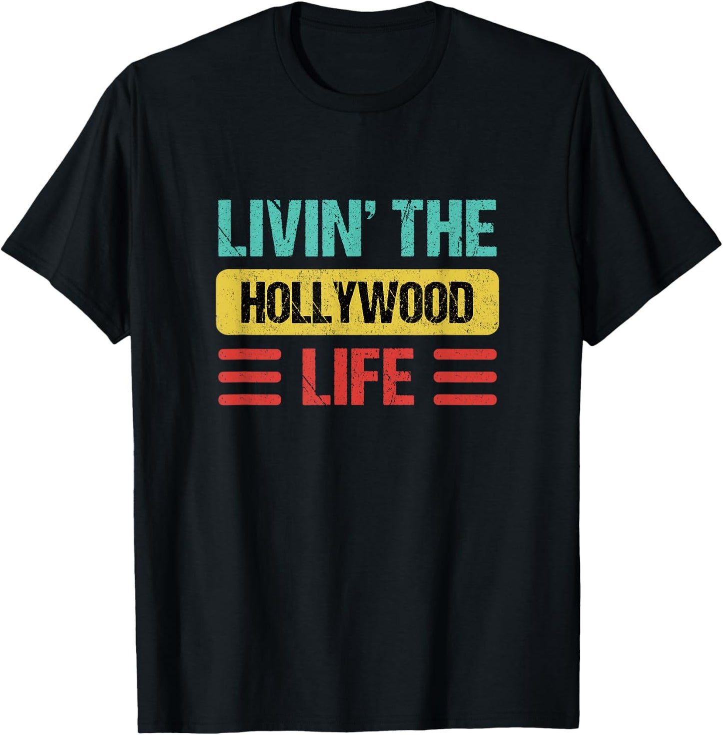 Hollywood Florida Shirts & Gifts Hollywood -Adults Black Small Short Sleeve Modern Letter Print Birthday Theme Hollywood T-Shirt - T-Shirt | Black